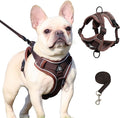 SOLMOONY Small Dog Harness,Soft Mesh Puppy Harness and Leash Set,No Escape Cat Harnesses for Training Walking,Reflective Adjustable Puppy Vest for Small Medium Dogs, Cats (Brown, S)