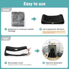 Orthopedic Dog Bed for Small Dogs up to 35 lbs - Removable Washable Cover with Waterproof Lining & Non-Skid Bottom, Cotton-Polyester Blend Boat-Shaped Lounger Mattress, S(30x20x5in), Black