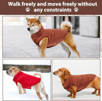 Syhood 2 Pieces Dog Jacket 2 Layers Fleece Lined Dog Jacket Warm Soft Windproof Small Pet Coat for Winter Cold Weather (M,Red,Brown)