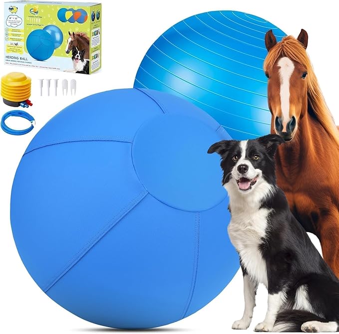 Herding Ball for Dogs- 18" Dog Herding Ball for Dogs/Horse, Dog Agility Equipment for Australian/German Shepherd Collie, Toys for Christmas/Birthday Gifts, Blue
