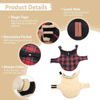 Winter Coat for Small and Medium Dogs, Puppy Plaid Jacket, Cotton Coat for Cold Weather, Windproof Warm Dog Garments, Pet Thickened Outfits Indoor Outdoor, Red XL