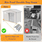 Outdoor Dog House Weatherproof Large Wooden Dog Kennel Indoor for Small Dogs with Chew-Proof Frame, Oxford Fabric Window, Removable Floor Pet Shelter (Grey, 30.1" D x 18.3" W x 24" H)
