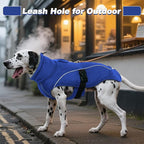 DENTRUN Large Dog Coat - Thick Fleece Lined Reflective Winter Jacket, Snap Closure & Leash Hole, Warm Thick Fleece Lined, Plush Turtleneck Vest for German Shepherd, Blue, XXL