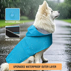 Dog Raincoat Dog Rain Jacket Poncho Waterproof Pet Rain Suit Double Layer Breathable Lining Hooded Leash Hole Adjustable Puppy Small Medium Dogs,Blue,XL