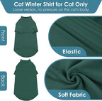 SUNFURA Turtleneck Sweater for Cat, Sphynx Hairless Cats Shirt Sweaters with Sleeves, Warm and Soft Kitten Pullover Fleece Winter Pajamas Jumpsuit for Puppy, Green M