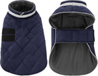Dog Winter Coat Warm Padded Puppy Jacket Windproof Water Resistant Clothes for Small Medium Large Pets Christmas Sweater Outfit Vest(DarkBlue, S)
