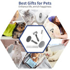 5 in 1 Dog Grooming Kit - Self-Cleaning Slicker Brush for Shedding Short Long Haired Dogs & Cats, Includes Pet Comb, Flea Comb, Bath Brush, Undercoat Rake - Complete Fur Care Set - Gray