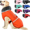 QBLEEV Warm Reflective Jacket, Waterproof Winter Coat With Turtleneck for Cold Weather, Thick Fleece Snowsuit Christmas Vest Pet Apparel for Small Medium Large Dogs 2XL