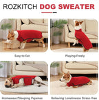ROZKITCH Dog Winter Coat Soft Pullover Pajamas, Pet Windproof Warm Cold Weather Jacket Vest Cozy Jumpsuit Apparel Outfit Clothes for Xmas Walking Sleep BrightRed 3XL