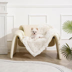 gogobunny Waterproof Dog Blanket for Large Dogs, Cats, Puppy, Reversible Faux Fur Pet Throw Blanket, Washable, Calming Furniture Protection for Sofa Bed (25x35 Inch (Pack of 1), Cream)