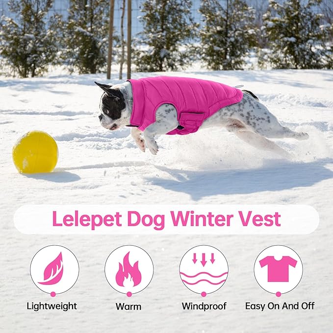 Lelepet Reversible Dog Coat Waterproof Dog Jacket Windproof Puffer Vest for Winter Warm Lightweight Coats for Large Dogs Adjustbale Hook & Loop Pet Apparel with Leash Hole, Golden Retriever, 3XL