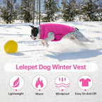 Lelepet Reversible Dog Coat Waterproof Dog Jacket Windproof Puffer Vest for Winter Warm Lightweight Coats for Large Dogs Adjustbale Hook & Loop Pet Apparel with Leash Hole, Boxer, Weimaraner, 2XL
