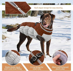 Dog Jackets for Large Dogs, Large Dog Winter Coat, Pet Cold Weather Coats, XXXL Pet Jacket with D-Ring, Waterproof Coat with Back Zipper,Snowsuit Labrador German Shepherd Doberman,Brown,XXXL