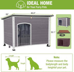 GUTINNEEN Extra Large Heated Dog House Outdoor Weatherproof Insulated Dog House XL Dog Kennel with Thermostat-Controlled Heating Pad, Thermal Liner, Chew-Proof Metal Frame for Large Dogs (Grey)
