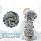 Mihachi Turtleneck Dog Sweater - Winter Coat Apparel Classic Cable Knit Clothes with Leash Hole for Cold Weather, Ideal Gift for Pet in New Year