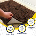 Muddy Mat® AS-SEEN-ON-TV Highly Absorbent Microfiber Door Mat and Pet Rug, Non Slip Thick Washable Area and Bath Mat Soft Chenille for Kitchen Bathroom Bedroom Indoor and Outdoor - Brown XXL 60"X48"