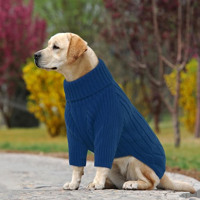 XXL Dog Sweaters for Extra Large Dogs, Warm Winter Fall Dog Sweaters for Dog Girls Boys, Turtleneck Dog Knitwear, Doggie Christmas Sweater,Pet Sweatshirt Clothes Outfit Knit Labrador (Blue XXL)