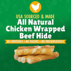 Chicken Wrapped Rawhide Dog Treats for Toy Dogs Under 25 lbs. – 40ct. Rawhide Chew Sticks – Limited Ingredient Long Lasting Chews Made in The USA with Natural Chicken and Beef Hide Twists