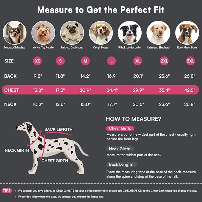 Queenmore Large Dog Coat,Dog Jacket for Extra Large Dogs with Harness Built in,Reflective Waterproof Dogs Jackets with Fleece Lining,Warm Snowsuit Pet Coats for Doberman,Labrador,Rosered,XXL