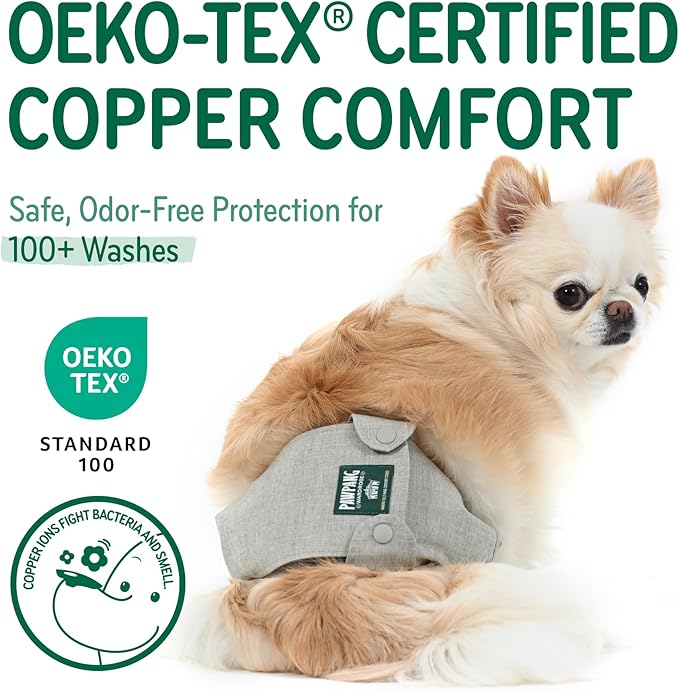 PAWPANG Copper Fit Mate Washable Male Dog Belly Band Kit – 1 Reusable Male Wrap with 15 Dog Diaper Liners, Ideal for Senior Dogs, Incontinence, and Marking, S