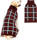 PUPTECK Dog Christmas Sweaters for Large Medium Small Dogs - Fall Classic Plaid Style Puppy Holiday Winter Coat Clothes Warm, Deep Red, L