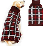 PUPTECK Dog Christmas Sweaters for Large Medium Small Dogs - Fall Classic Plaid Style Puppy Holiday Winter Coat Clothes Warm, Deep Red, ML