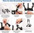 2 IN 1 Dog Grooming Hammock with Multifunction Leash, No-Pull Harness, Adjustable Loop/Leash and Stainless Hooks, for Large Size Cat/Dog