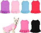 6 Pieces Dog Dresses Shirt Skirt Sleeveless Dress Breathable Pet Shirts with Ruffles Puppy Sundress Outfits for Dogs and Cats (XS Size)