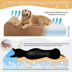 Orthopedic Dog Beds for Large Dogs, 7" Memory Foam Dog Beds with Waterproof Liner, Chew Proof Microsuede Cover, Removable and Washable, Nonskid Bottom, 60"x48"x7" XXL Khaki