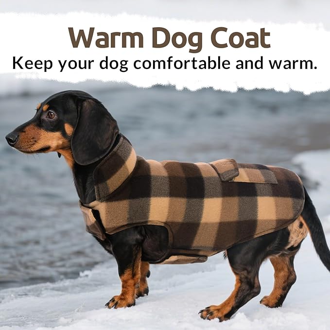 ASENKU Dog Winter Jacket Plaid Reversible Vest, Waterproof Dog Coat for Cold Weather, Perfect for Small to Large Dogs (Coffee, 3XL)