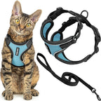 Voyager Escape Proof Cat Harness and Leash Set with Reflective Stitching, Neoprene Handle 5ft - Supports Small, Medium and Large Cats, Kittens for Walking by Best Pet Supplies - BT-Baby Blue, S