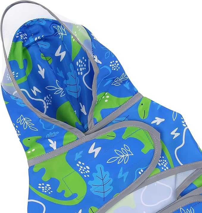 HDE Dog Raincoat with Clear Hood Rain Jacket Poncho for Small Medium Large Dogs Dinosaurs - XXL