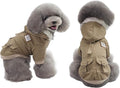 Warm Dog Hooded Trench Coat Windproof Parka Jacket for Cold Weather (L, Khaki)