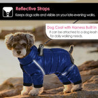 AOFITEE Dog Coat, Waterproof Dog Winter Jacket, Warm Fullbody Dogs Snowsuit, Winter Coat for Small Dogs, Zip Up Pet Puffer Jacket Fleece Vest, Outdoor Reflective Cold Weather Pet Coats, Blue L