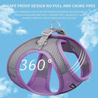 AIITLE Step in Dog Harness and Leash Set - Summer No Pull Escape Proof Vest Harnesses with Soft Mesh and Reflective Bands, Adjustable Pet Outdoor Harnesses for Small and Medium Dogs Purple M