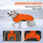 Fragralley Dog Coat Large, Waterproof Dog Jacket with Warm Fleece Lining, Adjustable Reflective Dogs Winter Coat, Turtleneck Pet Coats for Cold Weather (Orange XXXL)