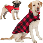 AOFITEE Dog Coat Plaid Dog Winter Coat for Small Dogs, Warm Dogs Jacket Christmas Sweater, Waterproof Pet Puffer Jacket, Reversible Pet Cold Weather Coats for Small Medium Large Pets, Red L
