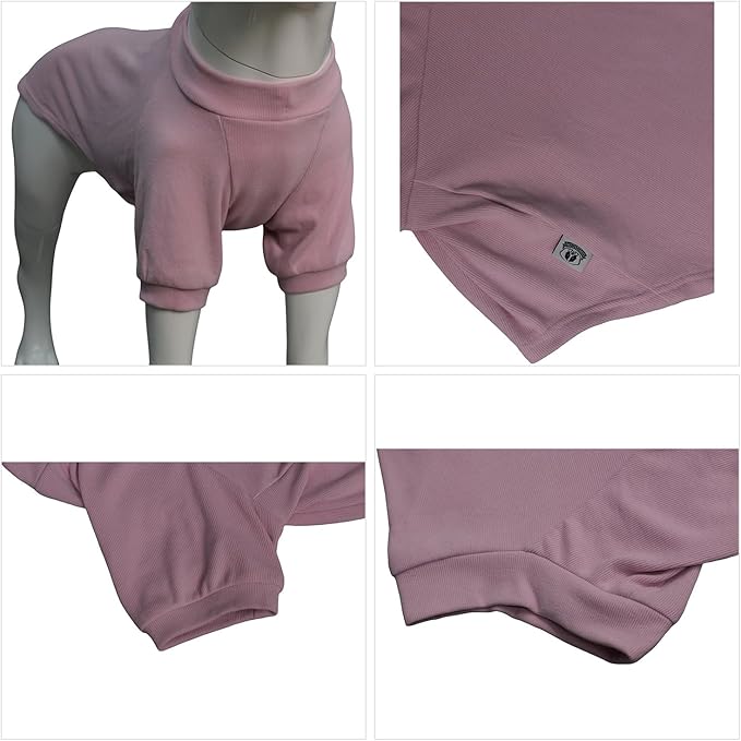 Lovelonglong Ribbed Dog T-Shirt Cotton Knitted Dog Sweaters for All Season Pet T-Shirts for Large Medium Small Dogs Light Pink M