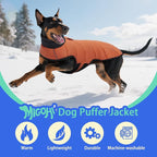 MIGOHI Lightweight Dog Coat, Windproof Dog Jacket, Puffer Jacket for Large Dogs, Padded Vest with Reflective Strips, Warm Snow Vest in Cold Weather, Easy On Hook & Loop Belly, Caramel, 3XL