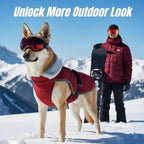Insulated Relaxed Fit Dog Winter Coat with 360° Reflective Strips, Hard Shell Pet Sonw Jacket for Outdoor, Waterproof Apparel for Extra Large Dogs, Soft Fur Collar Clothes for Great Dane(Wine, 3XL)