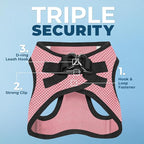 Best Pet Supplies Voyager Step-in Air Harness - All Weather Mesh, Reflective, No Pull Harness for Dogs, Cats - Secure with Hook & Loop Fastener, Buckle, Double D-Rings - Pink/Black Trim, S