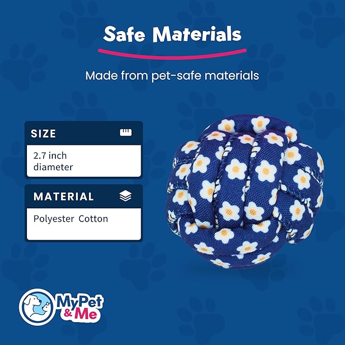 My Pet & Me – Durable Rope Dog Toy for Chewing, Tug of War, and Interactive Play – Perfect for Puppies and Active Dogs (2.7 Inch, Knotted Ball Dog Rope Toy)