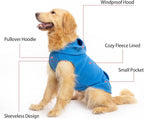 EXPAWLORER Dog Hoodie Fleece Sweater Vest, Hooded Dog Sweatshirt Fall Winter Pet Clothes with Leash Ring, Sleeveless Warm Cozy Puppy Clothing for Cat Small Medium Large Dogs Girl Boy, Blue S