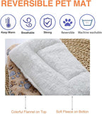 2 Pcs Pet Bed Mats. Ultra Soft Pet (Dog/Cat) Bed with Cute Prints. Reversible Faux Lambswool Kennel Pad for Medium Small Dogs and Cats. Machine Washable Pet Bed.
