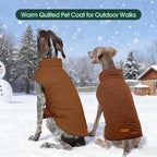 Kuoser Reversible Dog Coat – Warm Fleece & Quilted Waterproof Dog Jacket, Double-Sided Cold Weather Dogs Winter Coat with Harness Hole, Windproof Pet Snow Vest for Small Medium Large Dogs, Brown 2XL