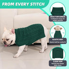 2 Pack Dog Sweaters for Medium Dogs Turtleneck Pullover Cable Knit Stretch Clothes French Bulldog Dachshund Boston Terrier Corgi Beagle Pug Boy Girl Pets Winter Clothes (M, Green & Brown)