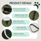 Kuoser Canvas Dog Coat, Warm Dog Jacket Reflective Fleece Pet Cold Weather Coat, Warm Doggie Clothes Waterproof Winter Vest with Zipper Leash Hole for Small Medium Large Dogs, Army Green 2XL