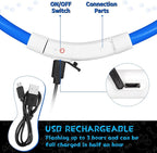 Weewooday 3 Pcs Dog Collar LED USB Rechargeable Lights Dog Necklace Collars Doggy Lights for Night Walking Adjustable Safety Lamp Pet Collars for Large Medium Small Puppy Pet(Blue,Classic Style)