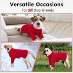 Queenmore Soft Warm Large Dog Sweater, Dog Sweaters for Large Breeds, Pet Christmas Sweaters, Waffle Knit Pet Sweater, Cold Weather Doggie Sweatshirt, Red 3XL