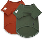 Koneseve Dog Shirt Soft Cotton Stretchy Cute Clothes for Small Dogs Cats 2-Pack Rust & Mist Green XL